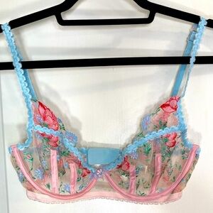 For love and lemons sheer floral embroidered underwire bra